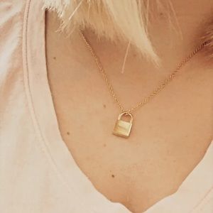 Gold lock necklace